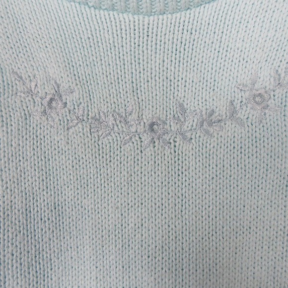 Cape Isle Knitters Women Embroidered Knit Top Sz Medium Blue Cottagecore Granny - Picture 5 of 9